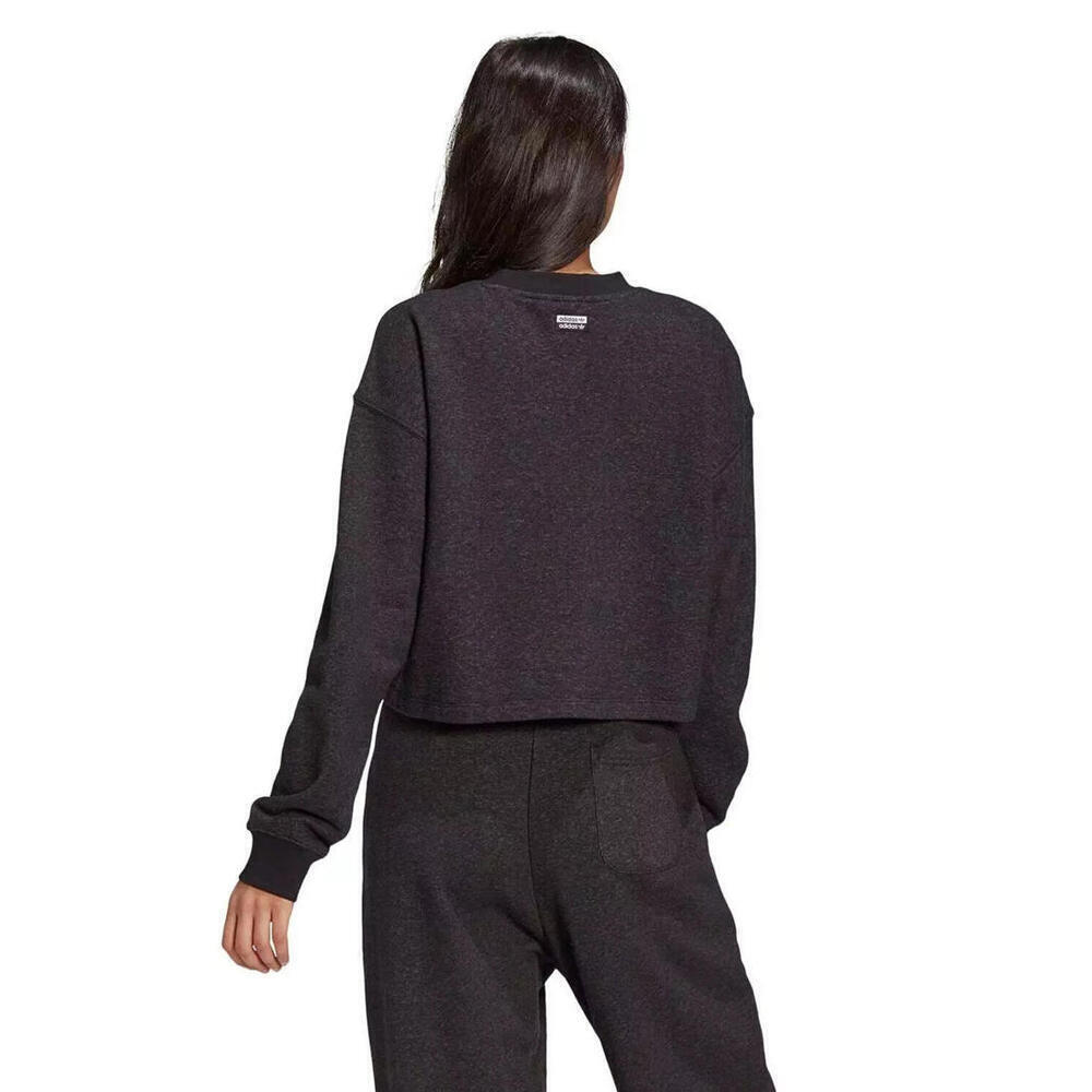 Adidas R.Y.V CROPPED Sweatshirt Black Melange SIZE XS - Picture 3 of 5